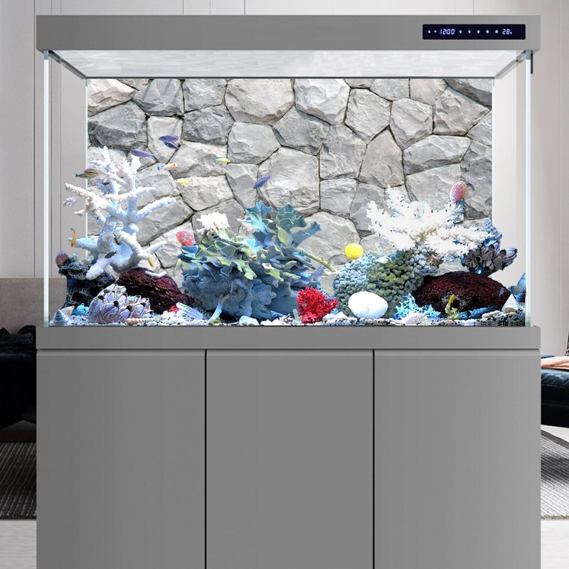 AWERT 48x18 inches White Stone Aquarium Background Rocky Fish Tank