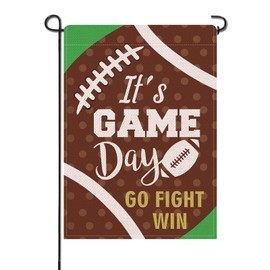 Artofy Football Season Small Decorative Garden Flag, It's Game Day Go Fight Win Yard Lawn Outside Decor, Rugby Sport Burlap Outdoor Home Decoration Double Sided 12 x 18