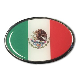 MEXICO flag Emblem Proud Car OVAL Domed sticker 3D 3.25"x 2.25" CANCUN Guadalajara, León, Monterrey, Puebla, Toluca, Tijuana. Mayan