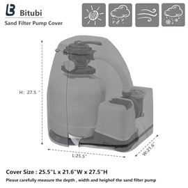 Bitubi Sand Filter Pump Cover,Waterproof Anti-UV Above Ground Pool Pump Cover,Suitable for Most Popular Brands Sand Filter on Market (Black)