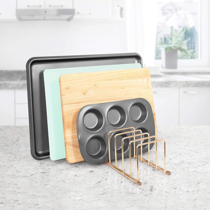 FitWell Kitchen Bakeware Organizer,Plate Racks,Rack for Plastic Lids,Cutting Boards,Cookie Sheets,Pots
