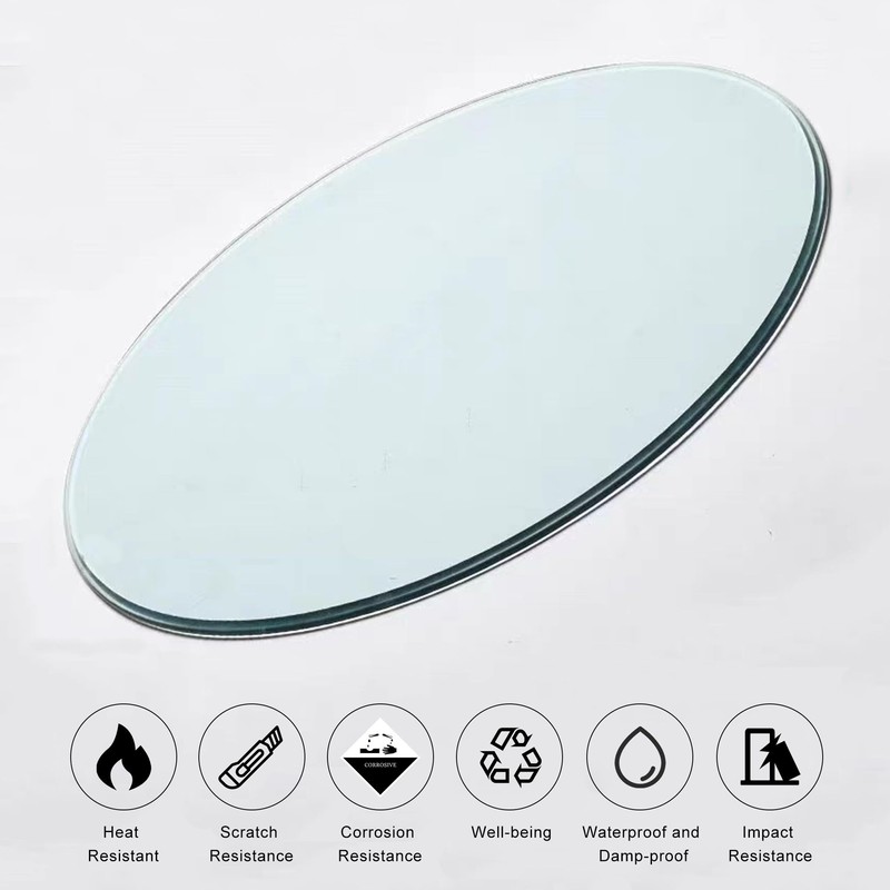 TesNus 18" Clear Round Glass Table Top, 1/4" Thick Tempered