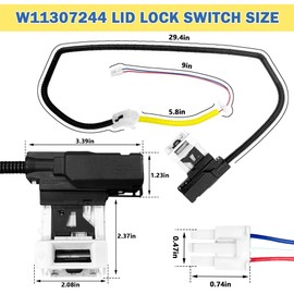 W11307244 W10682535 Washer Lid Lock Switch Assembly (3 Wire) Compatible with Kenmore Whirlpool Maytag Amana Crosley Replace W10838613 W10838613VP W11253733 PS12704713 Washer Door Lock