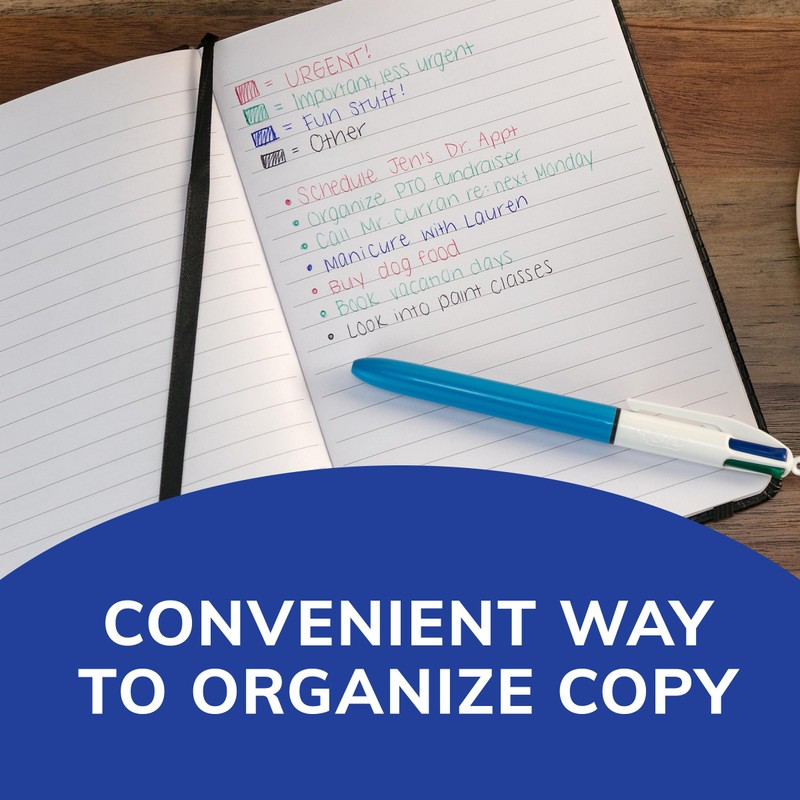 Bic,12 Count (Pack of 1),MM11 4-Color Ballpoint Pen, Medium Point