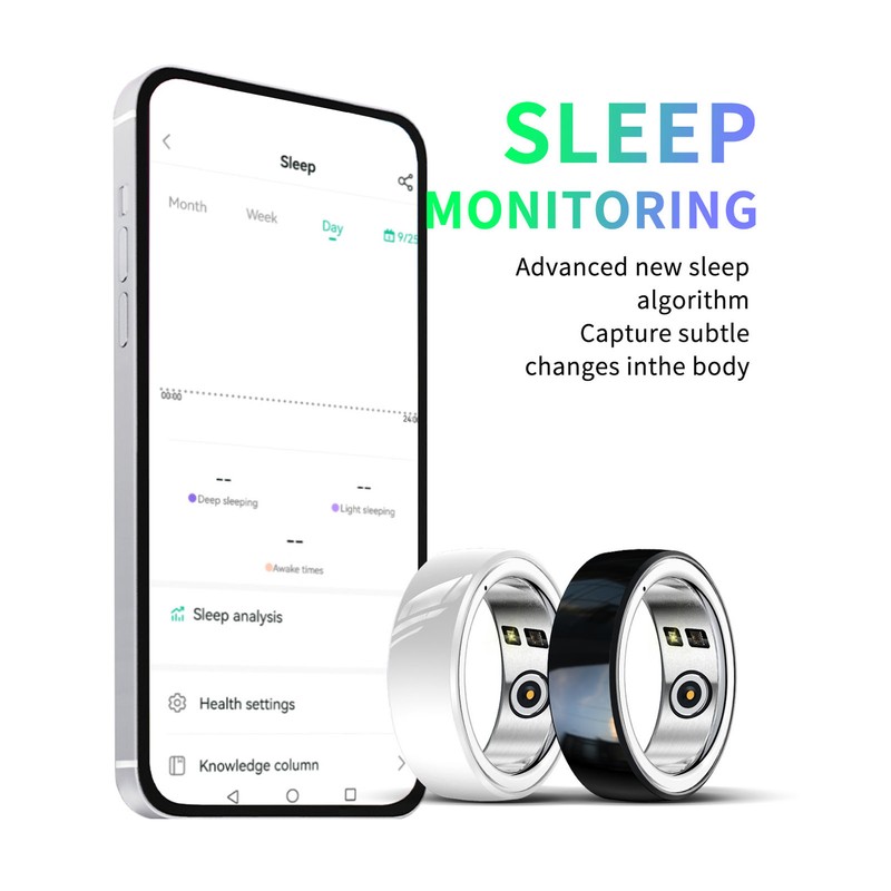 Smart Ring Multifunction Sleep Temperature Monitoring Pedometer 23mah Health Tracker