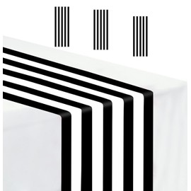 MUNILAIL 3 Pcs Stripe Table Runner Plastic 14 x 108 Black and White Stripe Table Runner for Wedding Birthday Baby Shower Party Disposable Table Runner
