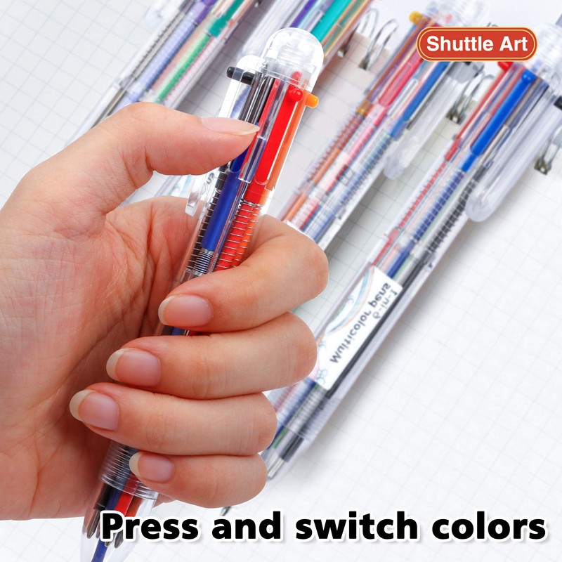 Shuttle Art Multi-Colored Ballpoint Pens, Multi-functional Pens, 6 Colors, Set