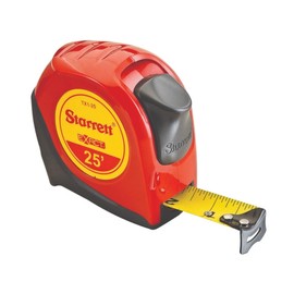 Starrett Exact Retractable Imperial Pocket Tape Measure with Nylon Coating, Self Adjusting End Hook, and Steel Belt Clip - 1" Width, 25' Length - KTX1-25-N
