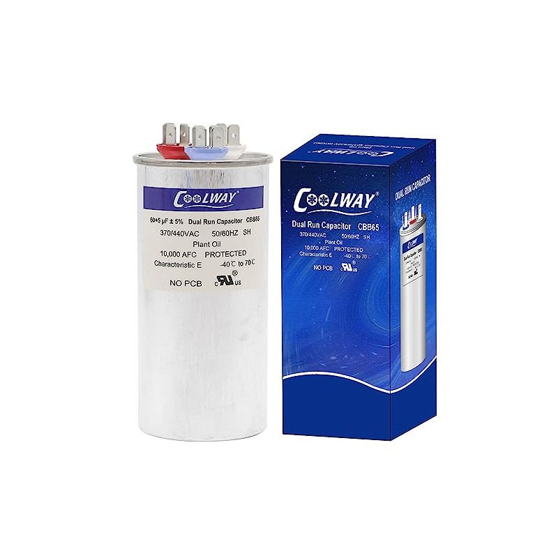 COOLWAY 60/5 uF 60+5 MFD ±5% 370V o 440V Capacitor