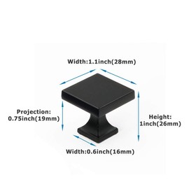 goldenwarm 5 Pack Black Cabinet Knobs for Dresser Drawers Kitchen Hardware Handles 1.1 inch Width Square Knob for Cabinets,Zinc Alloy