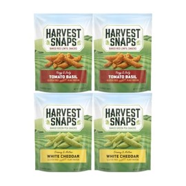 Variety Pack Snaps Veggie Chips, 2 Tomato Basil & 2 White Cheddar, 4 Pack, Healthy Snack, Gluten-Free, High in Fiber, Non-GMO