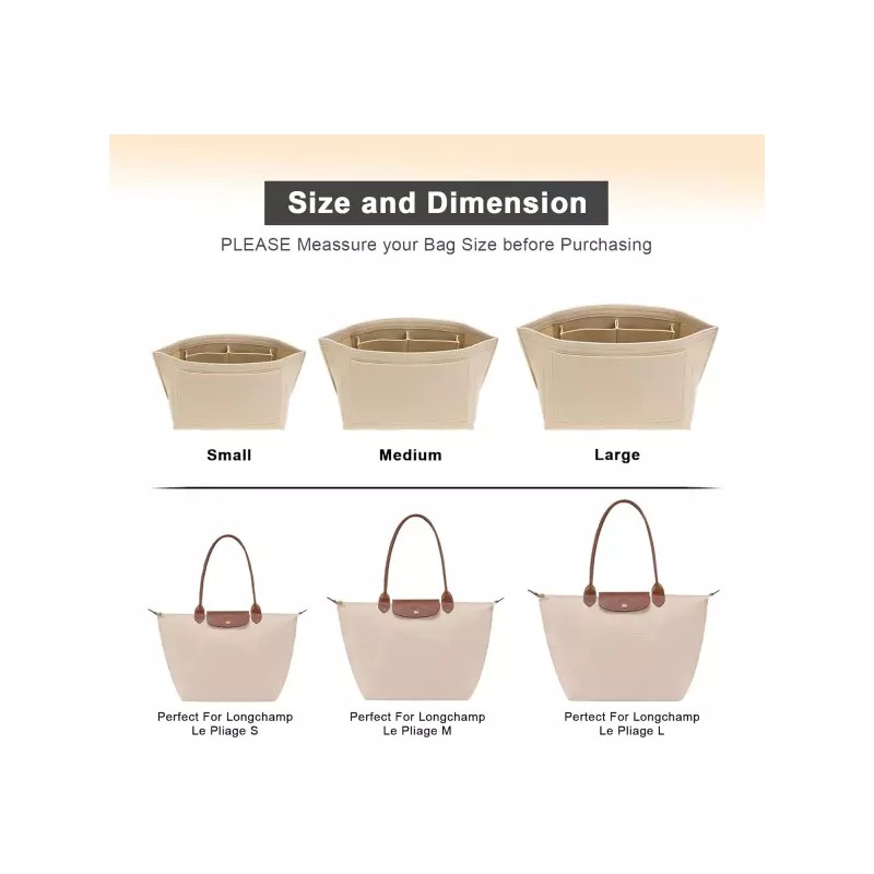 Longchamp 롱샹 르 플리지 M 핸드백용 루카이치 지갑 정리함 삽입물