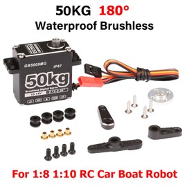 GOTECK 50KG Brushless Digital Servo,High Voltage 14V Metal Gear Waterproof Steering Servo with 25T Servo Horn for 1/8 1/10 RC Crawler Car,Robot,Boat,Truck Robot Parts (GB5009MG-180°)