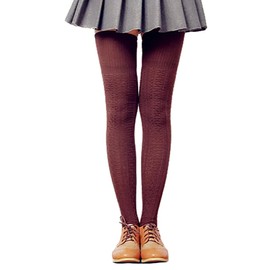 LSHARON Womens Over the Knee Thigh High Stockings Soft Knit Crochet Sock Leggings, Coffee, M