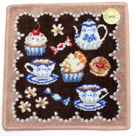 FEILER SWEET TREAT Sweet Treat Handkerchief, 9.8 x 9.8 inches (25 x 25 cm), Cotton, Dark Brown/Brown