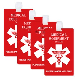 Medical Equipment Inside Tag Card Red Fragile Medicals Equipment Inside ID Identification Luggage Tags Handle with Care Labels for Medical Supplies