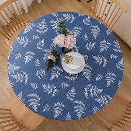 Pioggia - Mantel redondo ajustable de vinilo con parte trasera de franela, elástico, impermeable, a prueba de aceite, ideal para mesa redonda de 45 a 56 pulgadas
