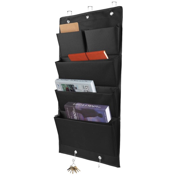 ArcEnCiel Wall Pocket, Wall Hanging, Door Hanger, Over the Door, Hanging Storage Pockets, 4 Tiers, 5 Pockets, A4, Small Storage, Retractable Pockets, Documents, Magazines, Postcards, Letters, Remote