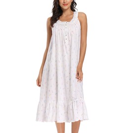 IZZY + TOBY Cotton Nightgowns for Women Sleeveless Kintted Soft Ladies Nightgown Night Gown Long Nighties