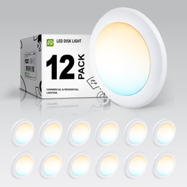ASD 12 Pack LED Disk Lights 6 Inch, 15W 5CCT 2700K-5000K 1245LM CRI90+, Dimmable Flush Mount Ceiling Light Fixture, Low Profile Surface Mount Disc, Junction Box or Recessed Can Install, UL Energy Star