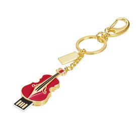 GARRULAX USB Flash Drive, 16GB/32GB/64GB/128GB USB2.0 Guitar Shape Memory Stick Date Storage Pendrive Thumb Drives U Disk Key Chain(16GB,Red)
