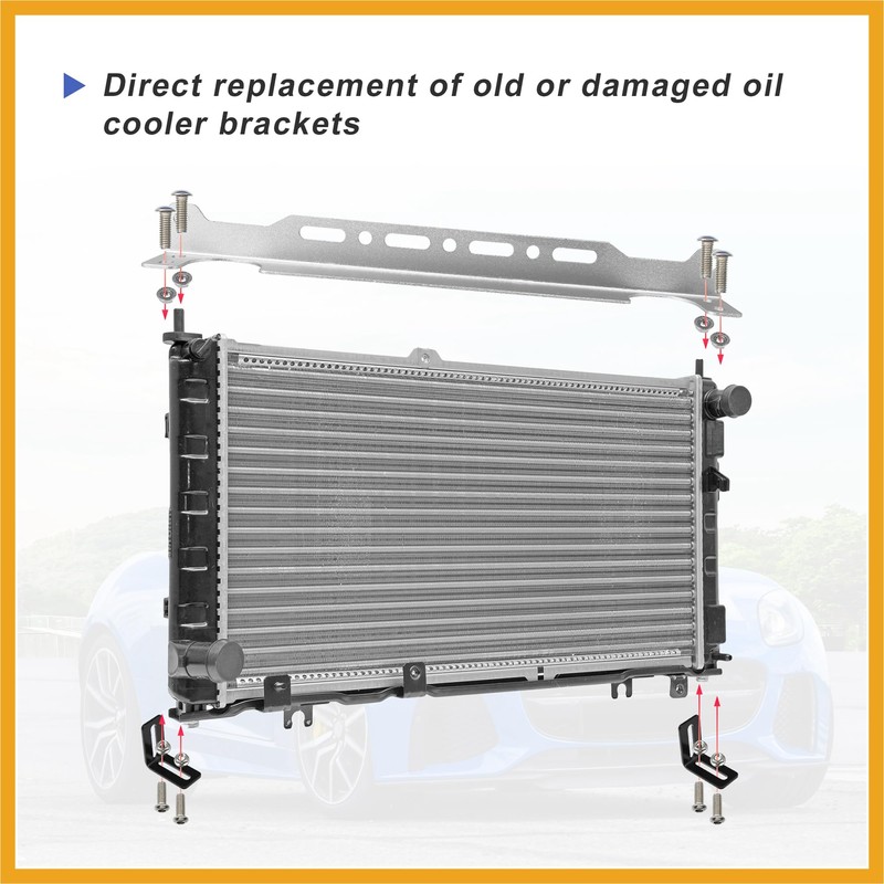 Partuto Universal Oil Cooler Mounting Bracket Kit 330mm Silver Tone