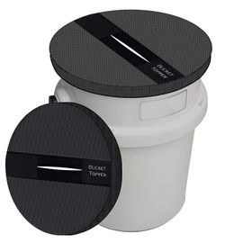 5 Gallon Bucket Lid - Compatible with Yeti Loadout Buckets, Multi - Purpose Convertible Cover with Opening for Boat Trash Can, Fishing Bucket & Bait Buckets Lid - Black Mesh