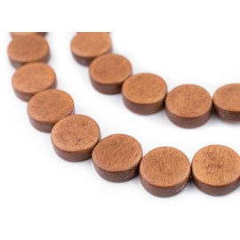 TheBeadChest Light Brown Circular Natural Wood Beads (15x15mm): Organic Eco-Friendly Wooden Bead Strand for DIY Jewelry, Crafts, Necklace and Bracelet Making
