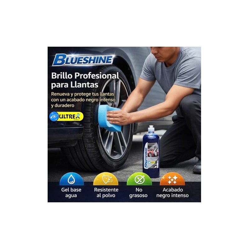 Blue Shine Protector Abrillantador Gel Almorol para Llantas Brillo Intenso