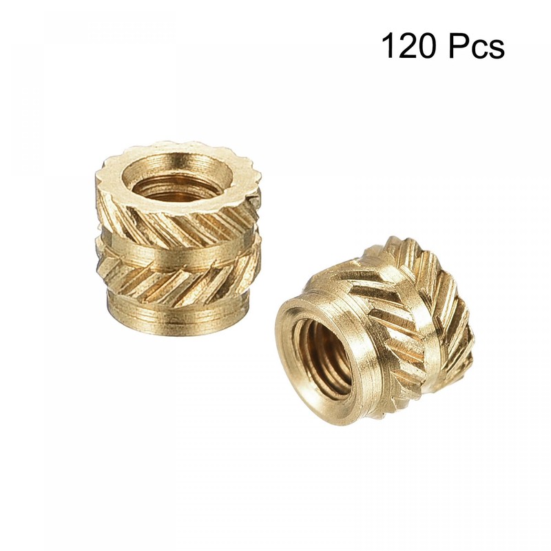 sourcing map Knurled Insert Nuts, 120Pcs M2 x 3mm L