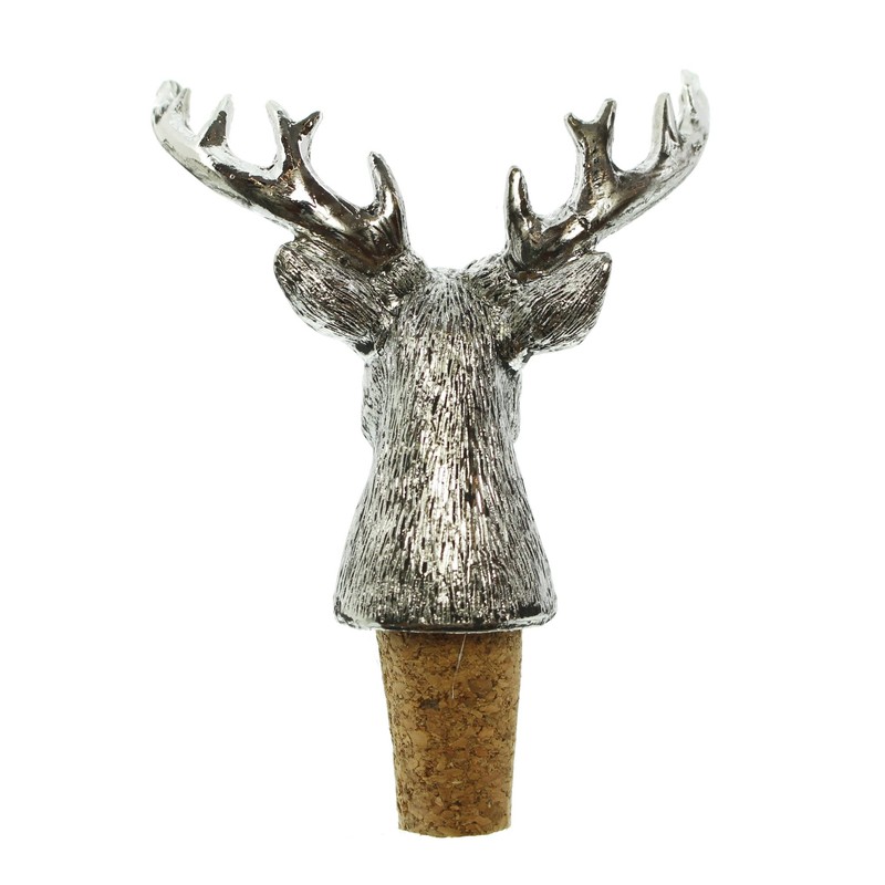 FRANK FLECHTWAREN Bottle Cork Silver Deer Set of 2