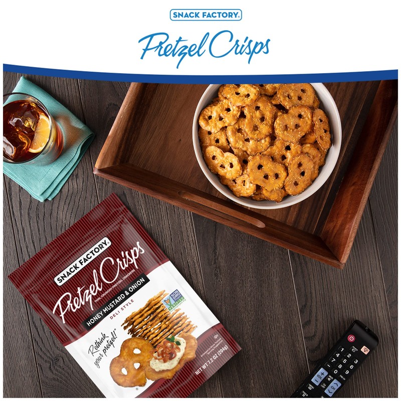 Snack Factory Pretzel Crisps Honey Mustard and Onion, 7.2 Oz