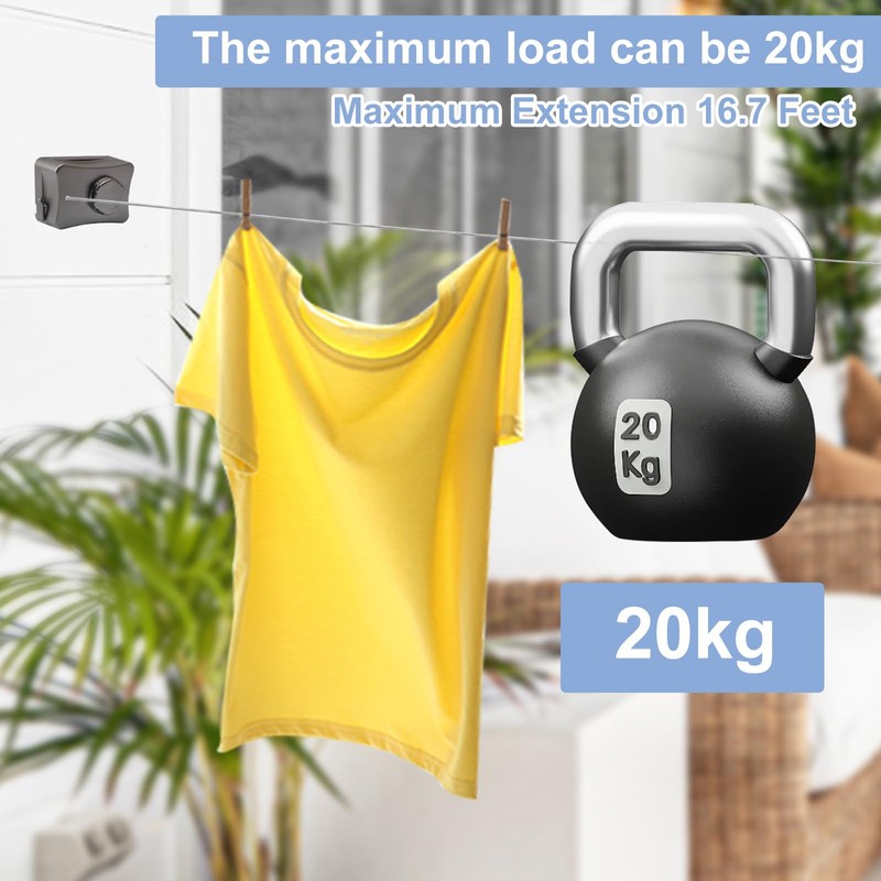 Domigard Retractable Washing Line 5.1 m Retractable Washing Line, Adjustable