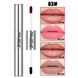 Erinde 2 colore Peel - off Lápiz de Labios, 2-in-1 Dual-ended Matte Lip Gloss, Barra de Labios Resistente al Agua de Larga Duración, Barra de Labios Peel-Off Altamente Pigmentada, 3#
