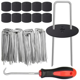 100 Pack Landscape Staples with Gasket, 6 Inch Artificial Turf Stakes Heavy Duty 11Gauge Sod Pins Galvanized Yard Stakes for Decorations, Weed Barrier Fabric, Irrigation Tubing