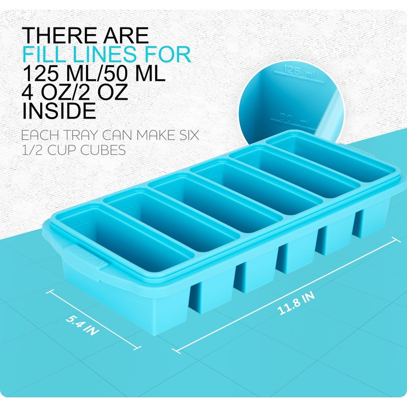1/2 Cup Silicone Freezer Tray With Lid - Silicone Freezer