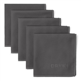 DRYKI Sweat Absorbing Handkerchiefs - The Original Sport Microfiber Hankies for Wicking Sweat from Hands, Face, Body (Anchor Grey, 5 Pack)