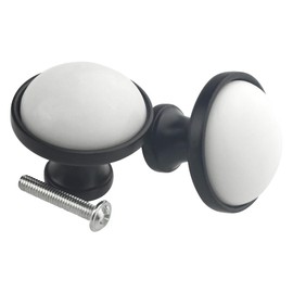 XINGYHENG 20Pcs/10Pcs Round Cabinet Drawer Knob White Ceramic Cabinet Dresser Knobs Cupboard Drawer Pull Knobs Door Pull Handle Knobs with Screws 1.3"/33mm for Home and Office (10)