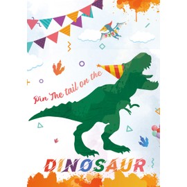 Pin The Tail on The Dinosaur Game -Dinosaur Party Games for Kids Boys with 21'' x 28'' Poster, 24 PCS Tails Sticker Party Supplies for Kids Girls Birthday Party Favor Sets