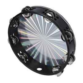 10inch Tambourine with Double Row Jingle, Radiant Tambourine, Reflective Hand Drum Percussion Instrument Clear Crisp Sound Handheld Drum Bell for Adults, KTV, Party, Games (8 Inch) (10 Inch)