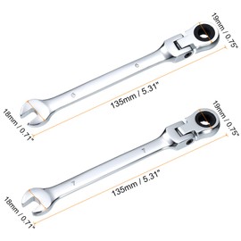 HARFINGTON Flex-Head Ratcheting Wrench 6/7mm 180° Rotating Head Metric Ratchet Combination Wrenches 72-Teeth Chrome Vanadium Steel Open End Ratchet for Fasteners Nut Bolt