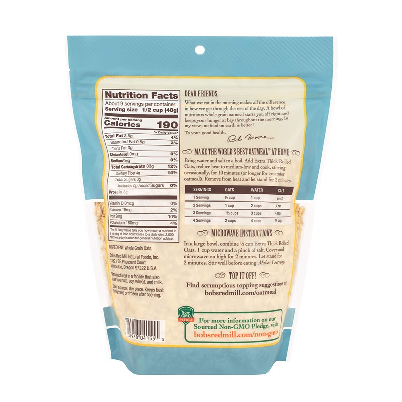 Bob's Red Mill Extra Thick Rolled Oats, 32oz (Pack of