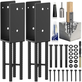 Fixirons 2 Pack Heavy Duty Stainless Steel U-Shaped Post Anchors 4"x4" Wet Concrete Fence Post Holder for Fence, Deck Railing, Pergola Wood Post Bracket Anchor Post Base for Concrete