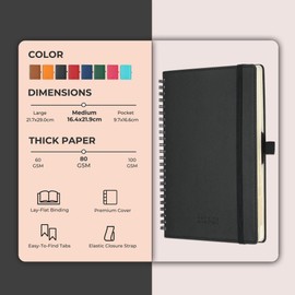 IN-LUXPRO 2025-2026 Academic Diary A5 Week to View (21.9x16.4 cm) Spiral 18 Months (Jul'25 - Dec'26) Weekly & Monthly Planner with Month Tabs & Pocket,Expenses/Note Pages,PU Leather(Black)