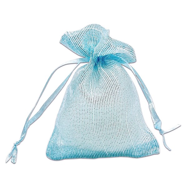 TheDisplayGuys - 96-Pack Striped Weave Organza Gift Bags with Drawstrings