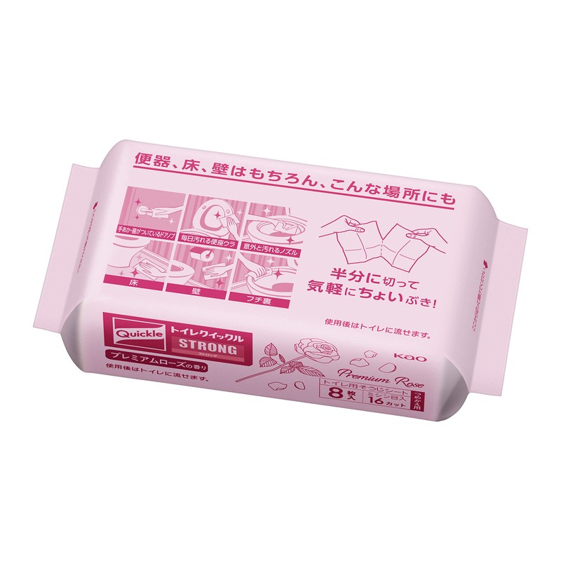Toilet Quickle Strong Premium Rose Scent, Refill Pack, 16 Sheets