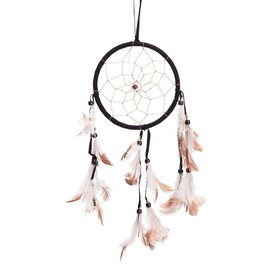 15" Traditional Dream Catcher with Feathers Wall or Car Hanging Ornament Single Circle - Color: Black