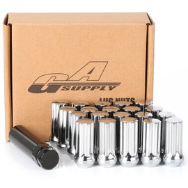 GAsupply 1/2-20 Lug Nuts, 1/2 X 20 Closed End Acorn Tuner Long Spline Lug Nuts 2 Inch (50mm) Tall Conical Seat 60 Degree Chrome Lug Nuts, 20 Pack+1 Spline Lug Key