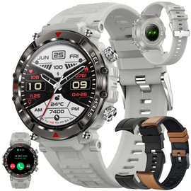 ZPIMY 1.39 Inch AMOLED Men's Smart Watch with Bluetooth Calling, Smartwatch with 123 Sports Modes, 5ATM Waterproof, Activity Tracker, Sleep, Heart Rate, SpO2, Smart Watch for iOS Android (Grey)