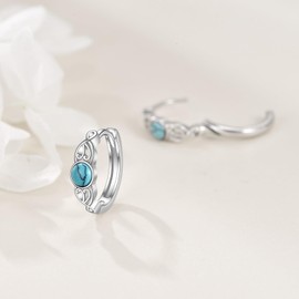 SHEAISRS Turquoise Hoop Earrings Celtic Earrings for Women Sterling Silver Irish Earrings Birthday